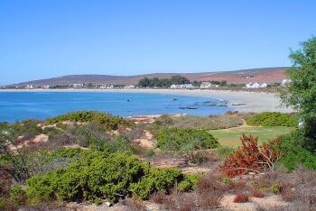 Tractor pulling boat from water in Britannia Bay, Cape West Coast